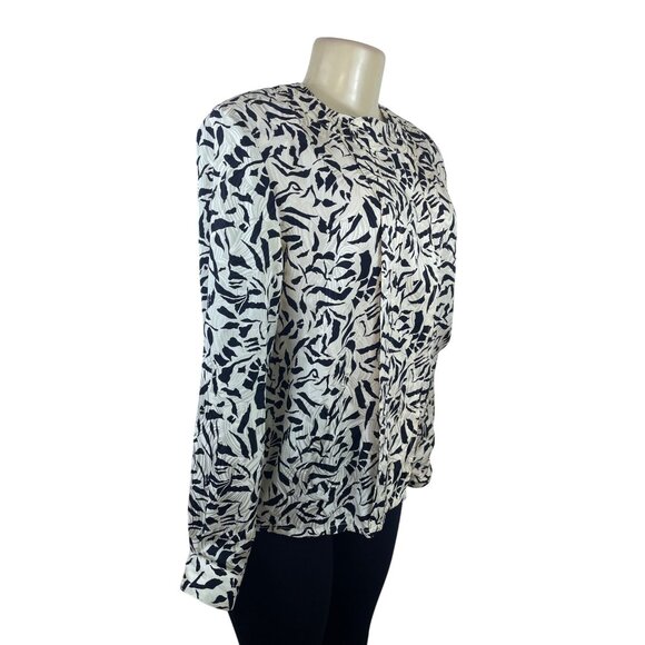 Vintage Fit-Yuel Women’s Black & White Abstract Print Long Sleeve Blouse - Picture 2 of 8